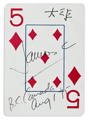 (WRITERS--20TH CENTURY.) Group of over 60 playing cards, each Signed by a writer, entertainer, or musician,